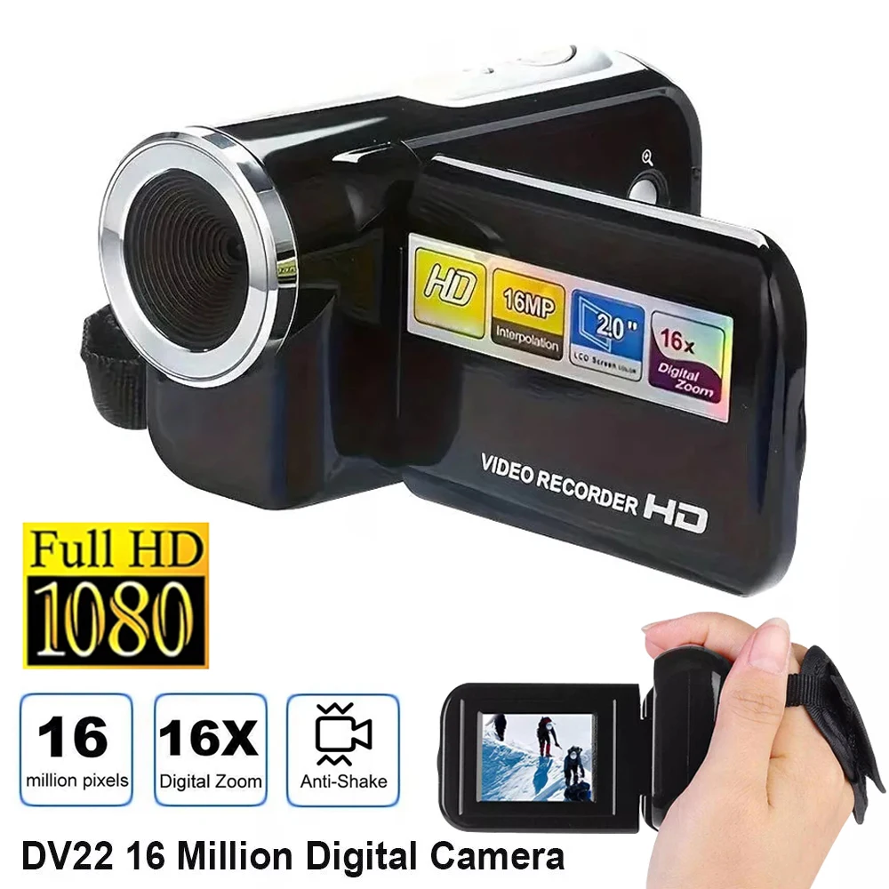 Mini videocamera DV 1080P Vlogging fotocamera portatile 16MP fotocamera digitale per bambini schermo a colori TFT da 2.0 pollici Flash LED integrato 32GB - immagine 2