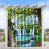 1 pc Outdoor Waterproof And Oil-proofCurtains, Modern Sunshade CurtainStall Road Waterfall Scenery Print Curtain For Living Room 1