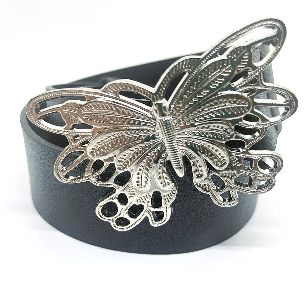 

Fashion Designer Luxury Women Butterfly Buckle PU Leather Wide Waist Belt Y2k Goth Girls Dress Jean Pants Waistband Female Waist