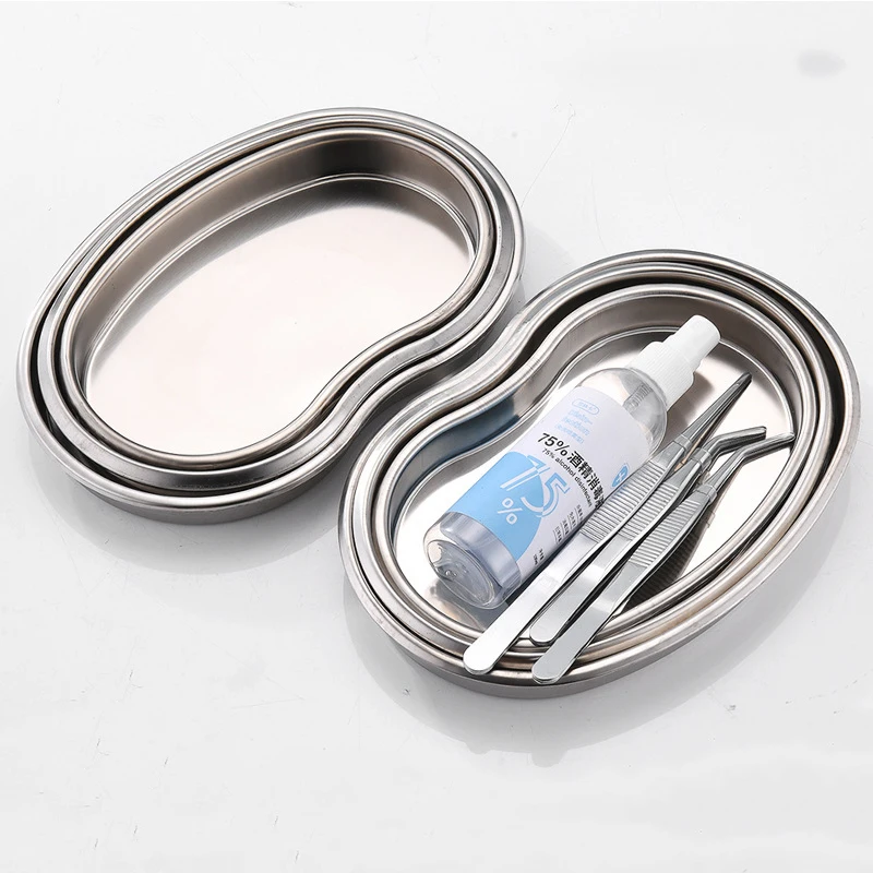 Stainless Steel Kidney Shaped Sterilized Tray Jar Container Bottle Dental Surgical Articles Cosmetic Container Tray 2