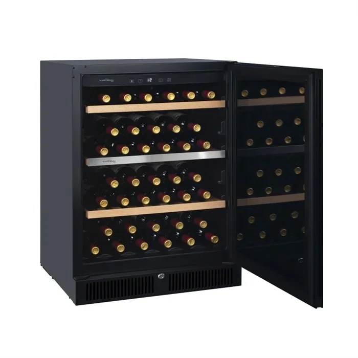 China Supplier High Quality 47 Bottles Luxury Double Recess Handle Top Sale Low Noise Single Zone Wine Cellar