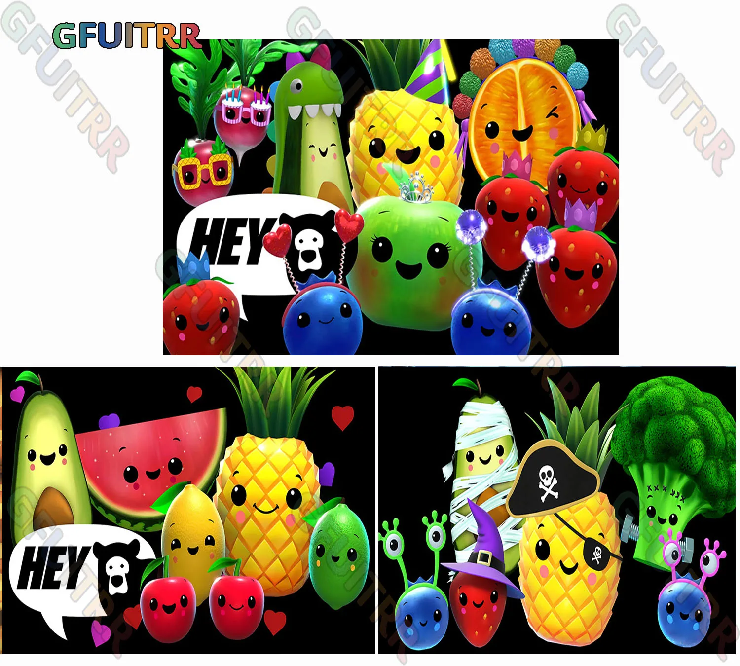 Gfuitrr Hey Bear Sensory Backdrop Kids Birthday Party Background Fruits ...