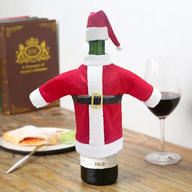 Christmas Decorations for Home Red Wine Bottle Covers ClothesHat New Year 2025 Dinner Party Decor Navidad Gifts 맥주병