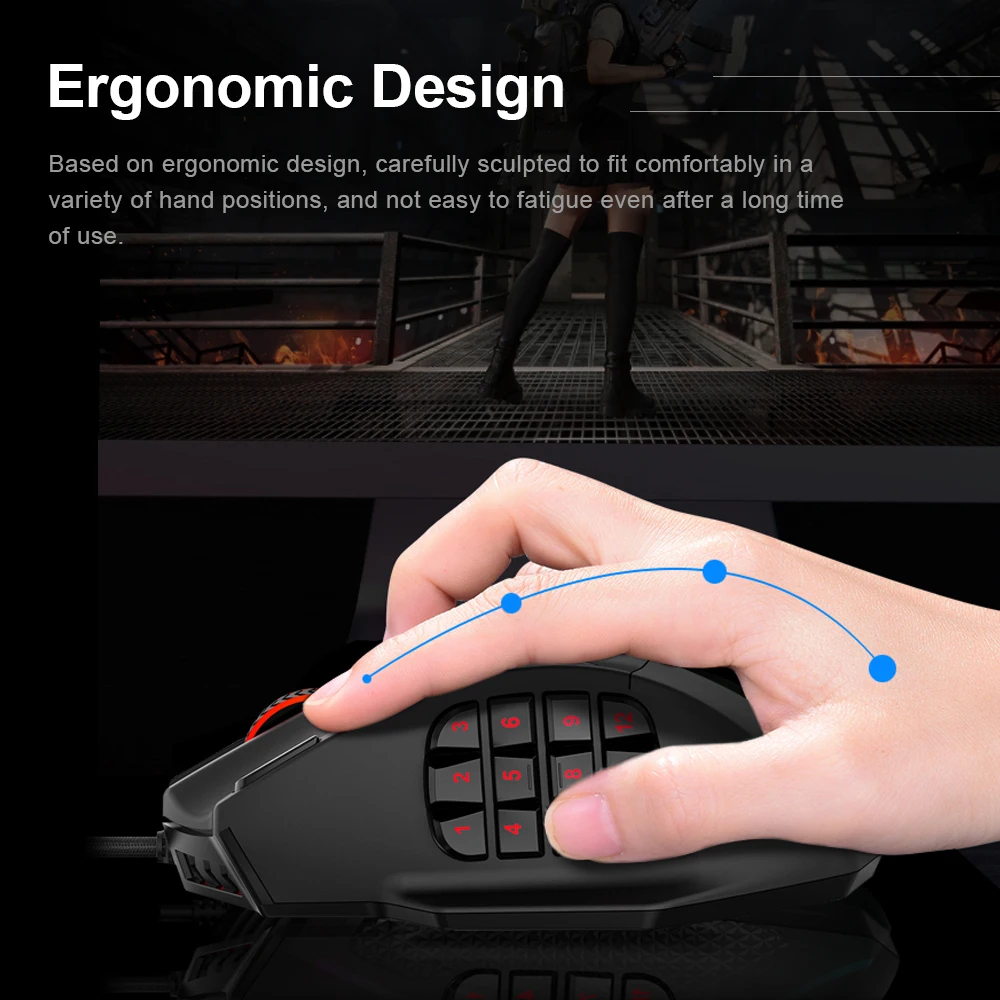 USB Wired RGB Gaming Mouse 16400 DPI 19 buttons programmable for Computer PC Laptop