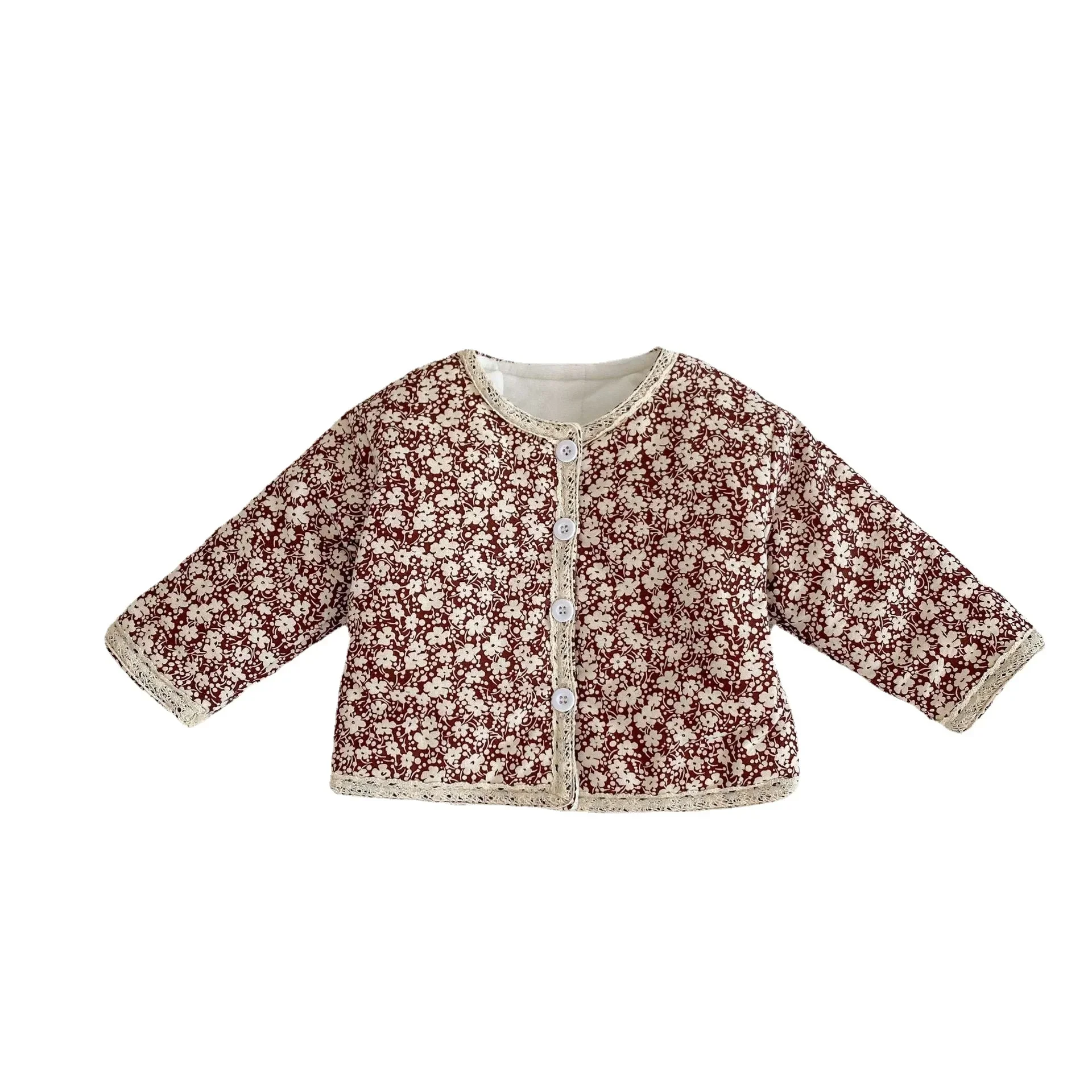 Winter New Girls Babies and Childrens Cotton Coat Thickened Long Sleeve Cotton Clip Cardigan Coat