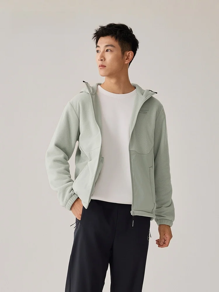  플리스 재킷 남녀공용 부드럽고 편안한 따뜻한 방수 및 내유성 땀 방지 후드 지퍼 클로저 스포츠웨어