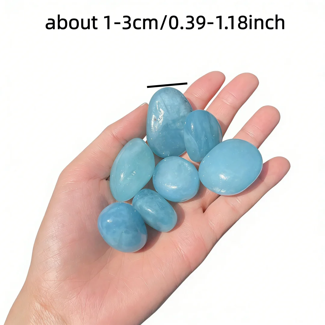 Natural Aquamarine rolling stones, polished crystals, irregular crystals, bulk crystals, outdoor garden decorative stones - 2