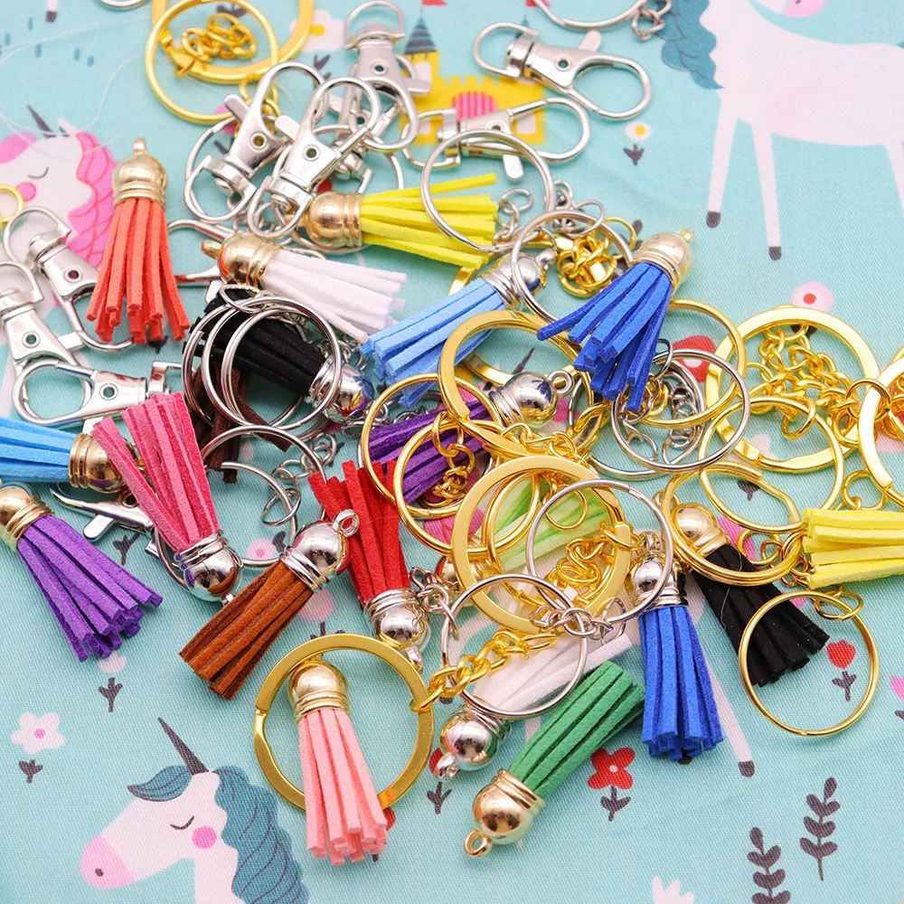 100PCS 38mm Leather Keychain Tassels Bulk Colored Tassel Pendants Crafts  for Keyring Jewellery Making DIY Keychains Supplies - AliExpress