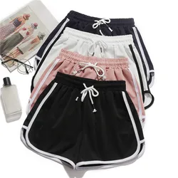 Simple Shorts Women Summer High Elastic Lace Up Drawstring Wide Leg Sweat Short Fitness Running Shorts Loose Casual Sports Pants