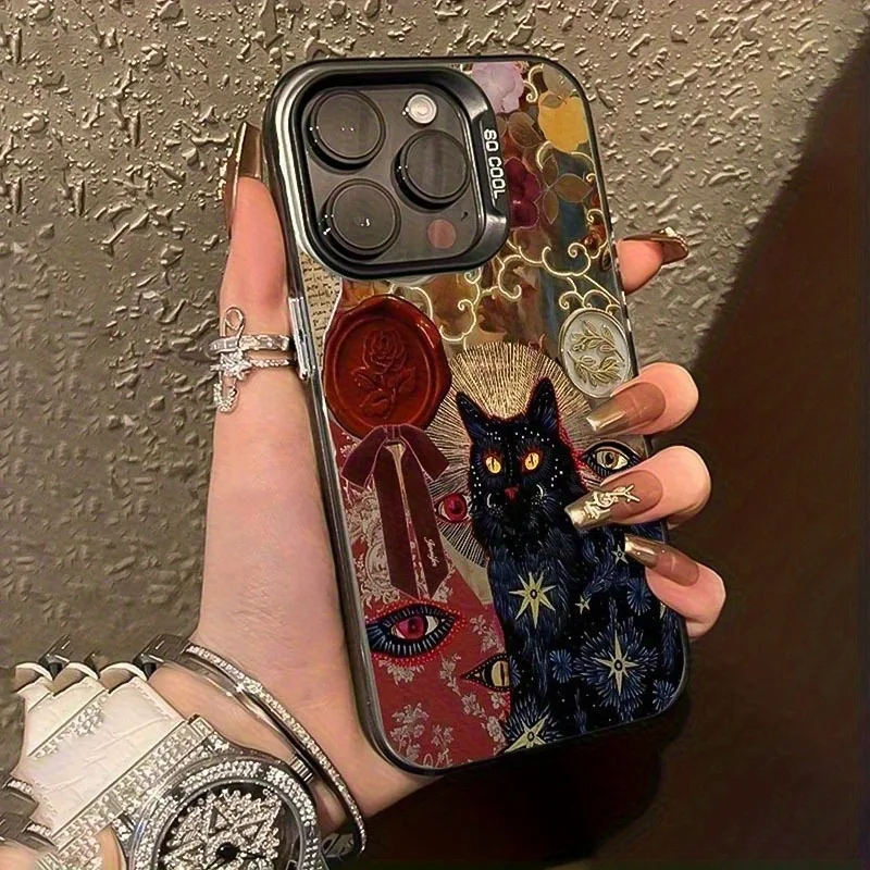 Black Cat Soul Eye Pattern High Quality Laser Mobile Iphone16 15 14 13 12 11 Series