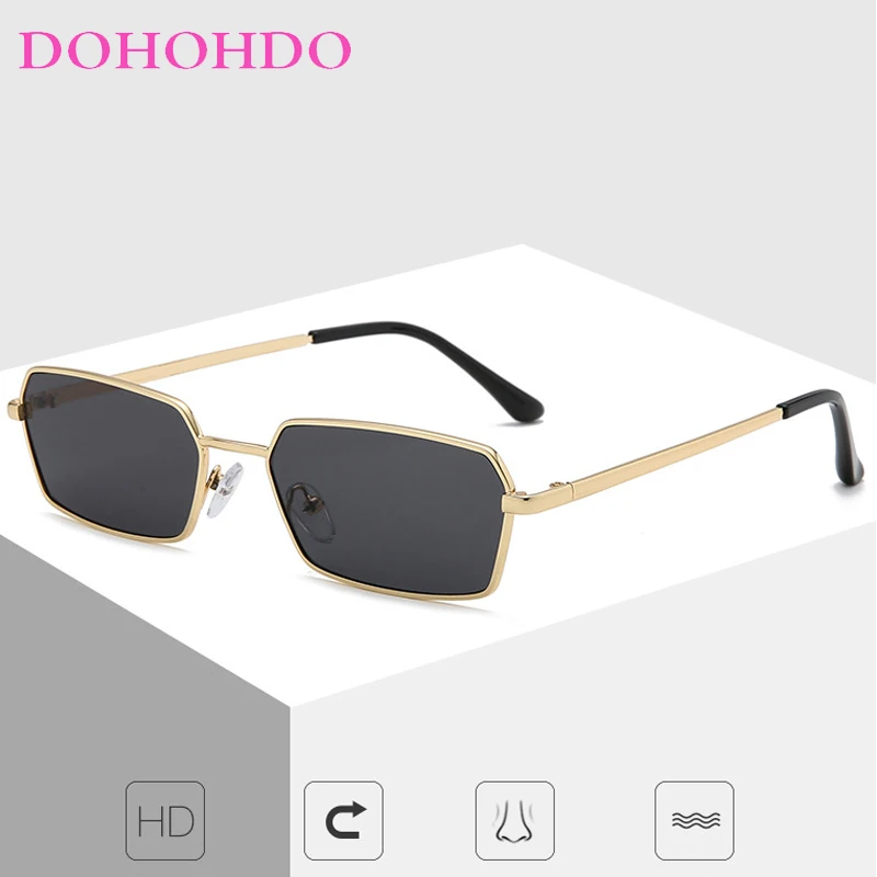 

Солнцезащитные очки в прямоугольной оправе для мужчин и женщин, винтажные брендовые дизайнерские солнечные очки с металлической оправой