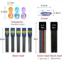 Metal Mechanical Pencil Set 0.3 0.5 0.7 0.9 1.3 2.0mm Lead Refills Art Automatic Drafting Sketching Pencils Office School Supply 2