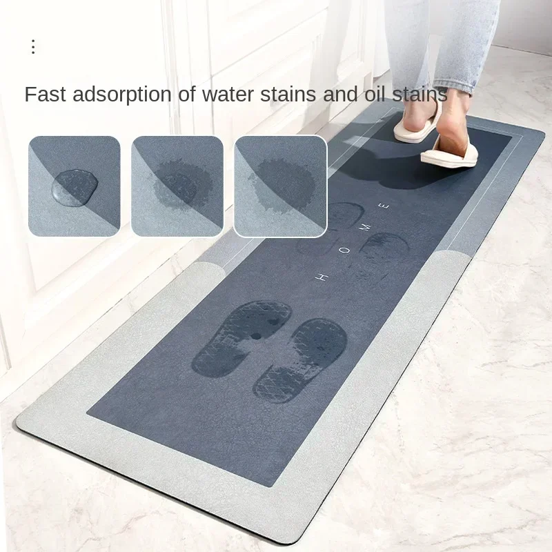 Kitchen Absorbent Mat Non-Skid Waterproof Wipeable Comfort Standing Kitchen Rugs and Mats Wipeable Wash Free Long Strip Carpet 2