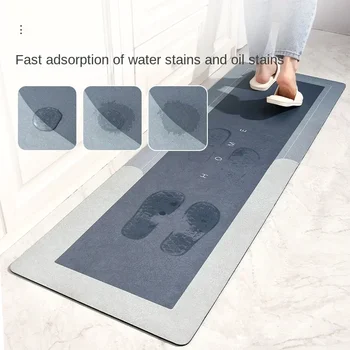 Kitchen Absorbent Mat Non-Skid Waterproof Wipeable Comfort Standing Kitchen Rugs and Mats Wipeable Wash Free Long Strip Carpet 2