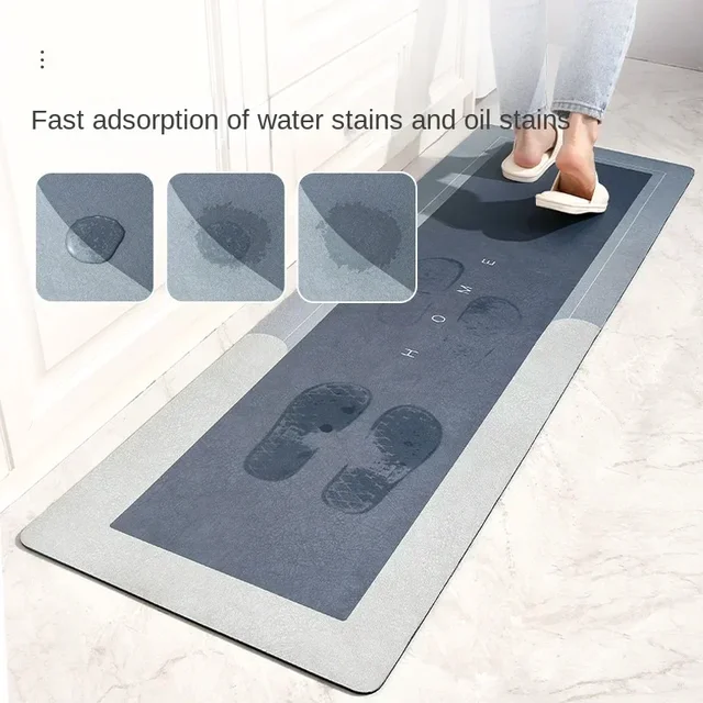 Kitchen Absorbent Mat Non-Skid Waterproof Wipeable Comfort Standing Kitchen Rugs and Mats Wipeable Wash Free Long Strip Carpet 2