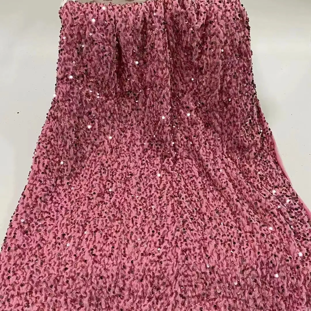 

Green Sequin Fabric 5 Yards African Lace Fabirc Beautiful Nigerian Velvet Lace Fabric For Bridal Materials Party Wedding J43041