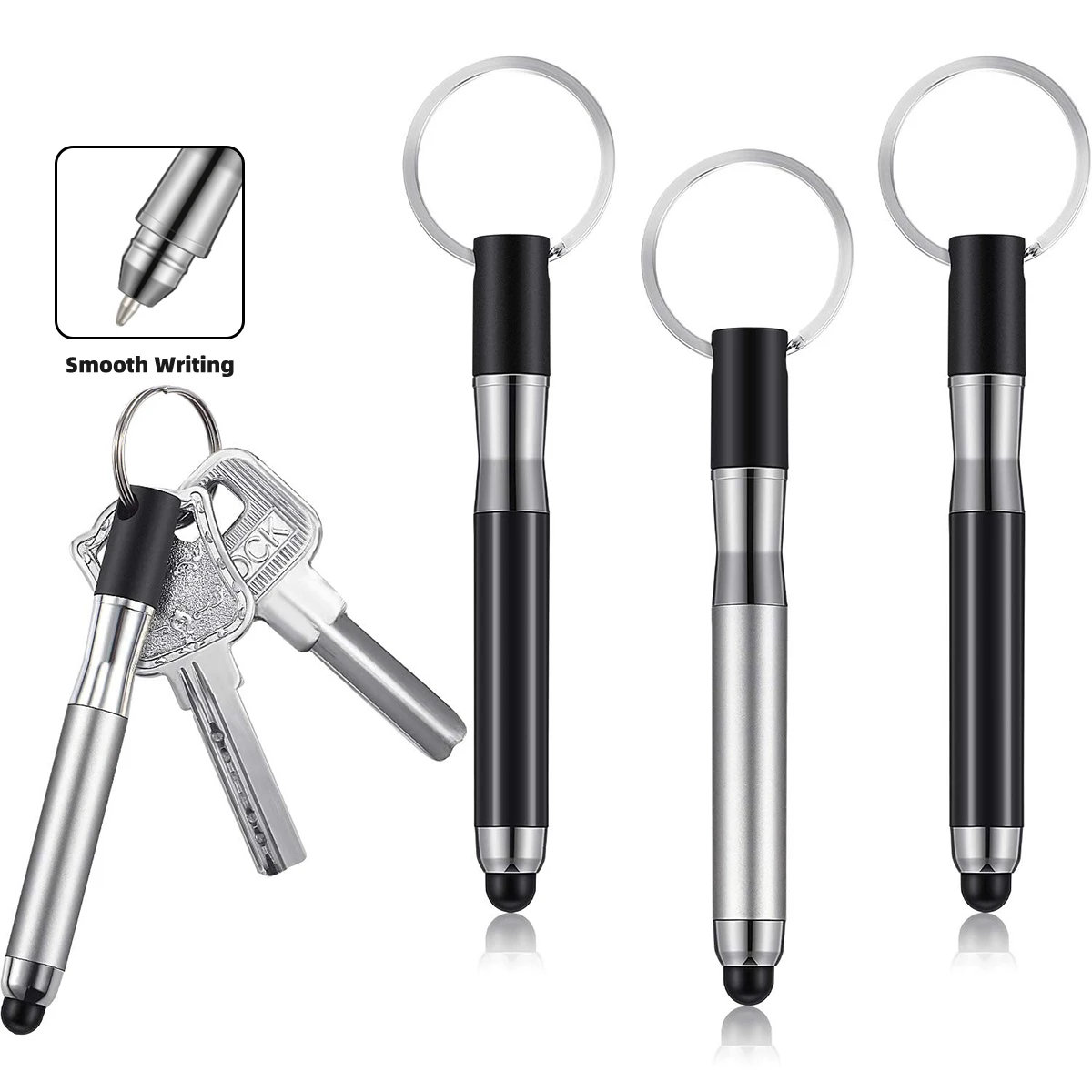 2 in 1 Stylus Pen Mini Capacitive Pens with Key Ring Soft Tip Inputpen Phone Tablet Screen Touch Pen Portable Tool