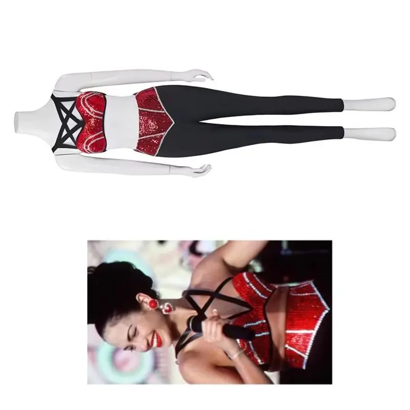 Selena Quintanilla Cosplay Costume Sexy Top Pants Suit Women Stage