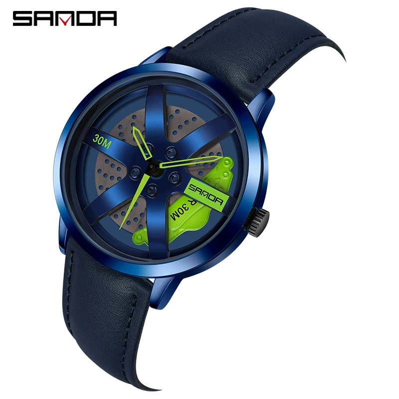 [Spinning Design]SANDA 2023 Hot Sell Men Watch Unique 360° Rotating Dial Racing Style Quartz Wristwatch Luxury Watches Gift 1075