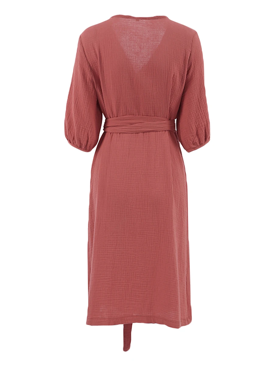 

Женское однотонное платье, свободная удобная мягкая одежда для сна с V-образным вырезом и рукавом до локтя, домашняя одежда