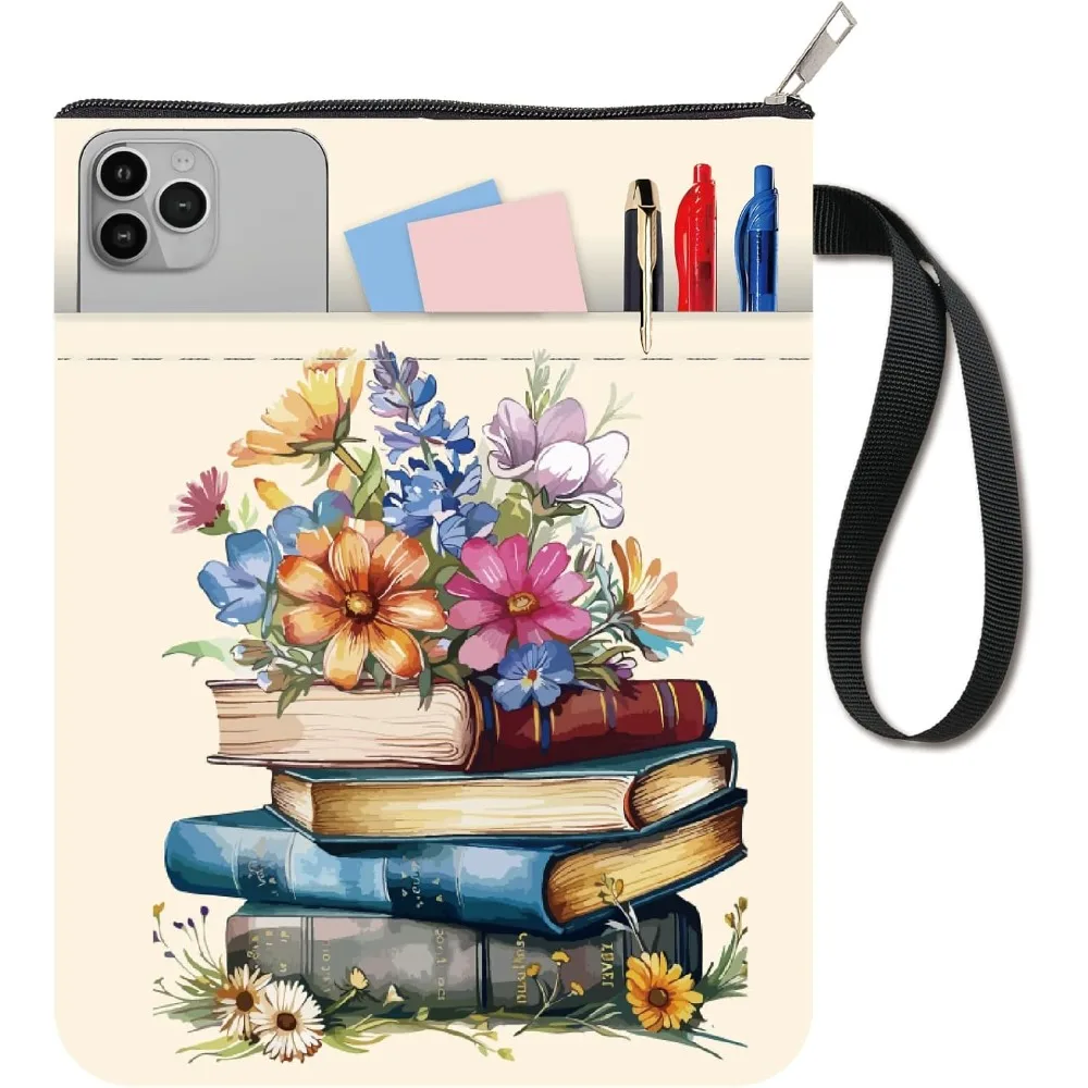 Book Pattern Book Covers Flower Protector Sleeve Paperbacks Washable Fabric Cloth Cover Zipper