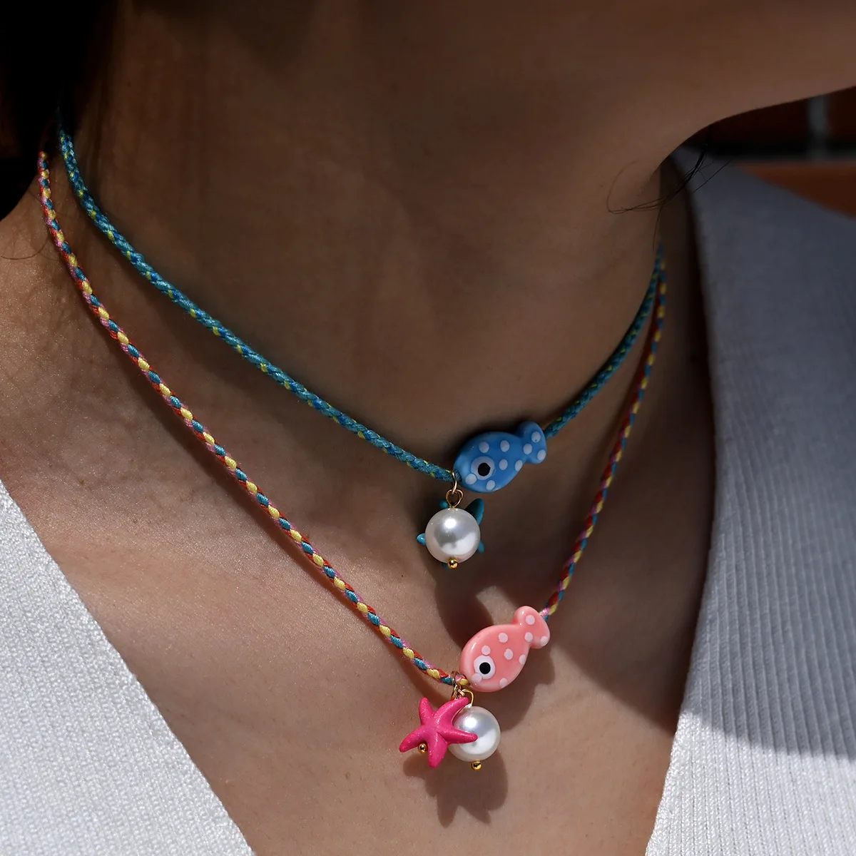 Collana Perle Stella Marina Collana Stelle Marine Perline - Gioiello
