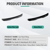 Car Rear Roof Spoiler Wing For Audi A3 Hatchback 2013 2014 2015 2016 2017 2018 Black / Carbon Look Rear Tail Wing Decoration 3