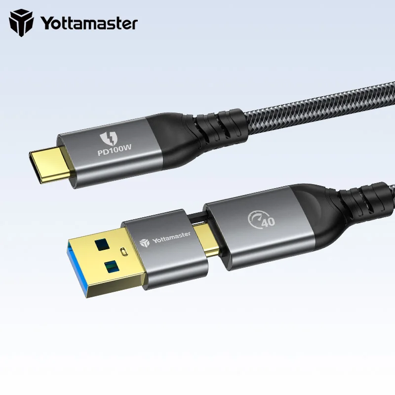 

Кабель Yottamaster USB4, 40 Гбит/с, 8K, кабель Type C в Type C, кабели E-marker 40 Гбит/с, передача данных 100 Вт, 5 А, быстрая зарядка для ноутбуков