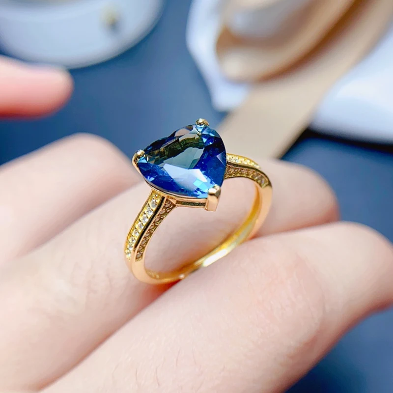 

Natural London blue Topaz rings for women silver 925 jewelry luxury gem stones 18k gold plated free shiping items Party Gifts