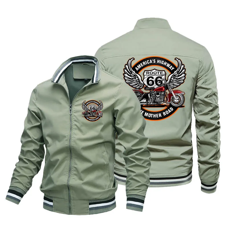 66 Park Road USA Men Spring and Autumn Motorcycle Jacket Outdoor Cycling Sportswear Casual Hip Hop Baseball