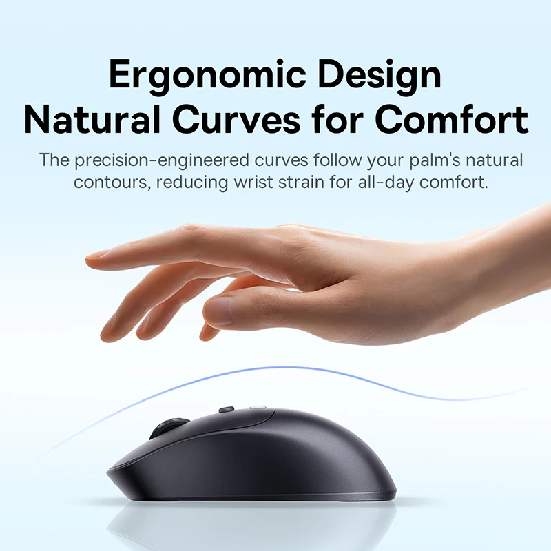 【NEW】Baseus EM2 Ergonomic Wireless Mouse Bluetooth 5.3 2.4G Type-C Charging Ultra Light Silent Mice Customizable Button Mouse