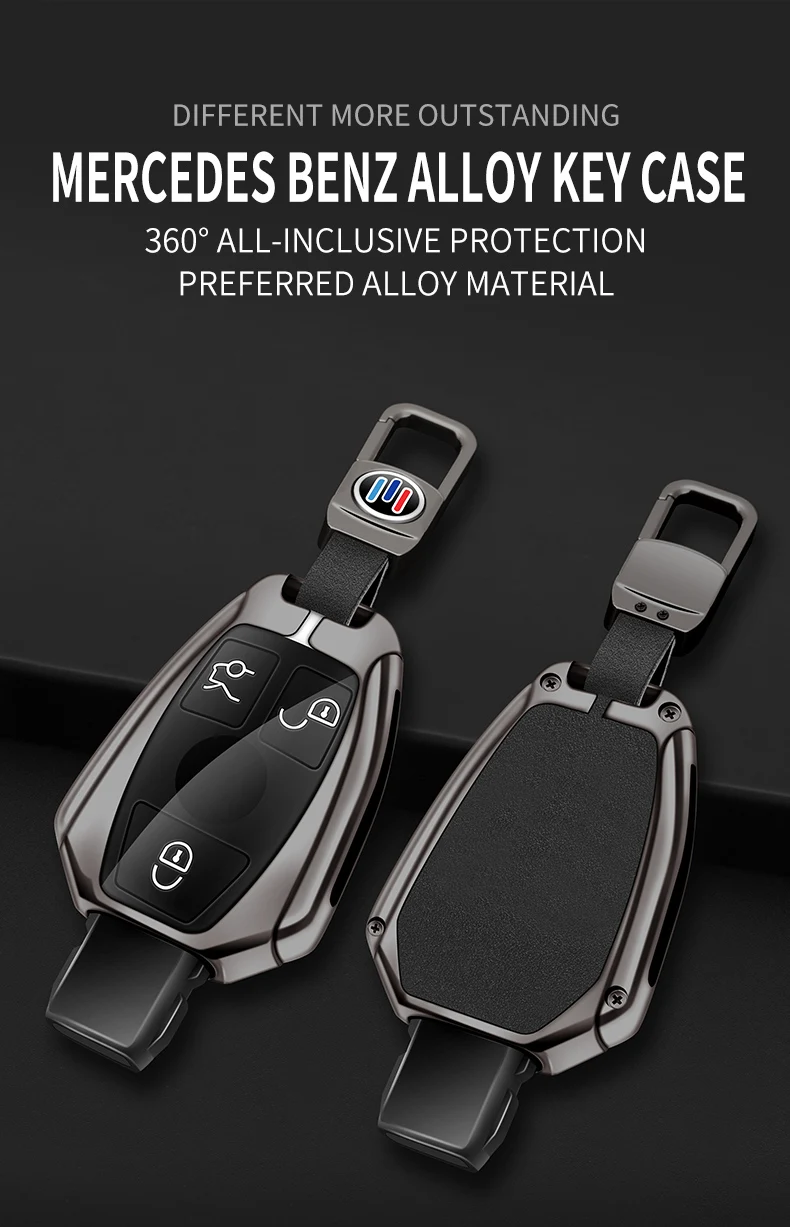 Custodia per chiave A distanza per auto in lega di zinco Shell Fob per Mercedes Benz A B C classe E GLA CLA GLC CLS W204 W221 W205 W176 W212 W463 AMG - S516bb8a5b34c4ebfb18221d2229cc61f0