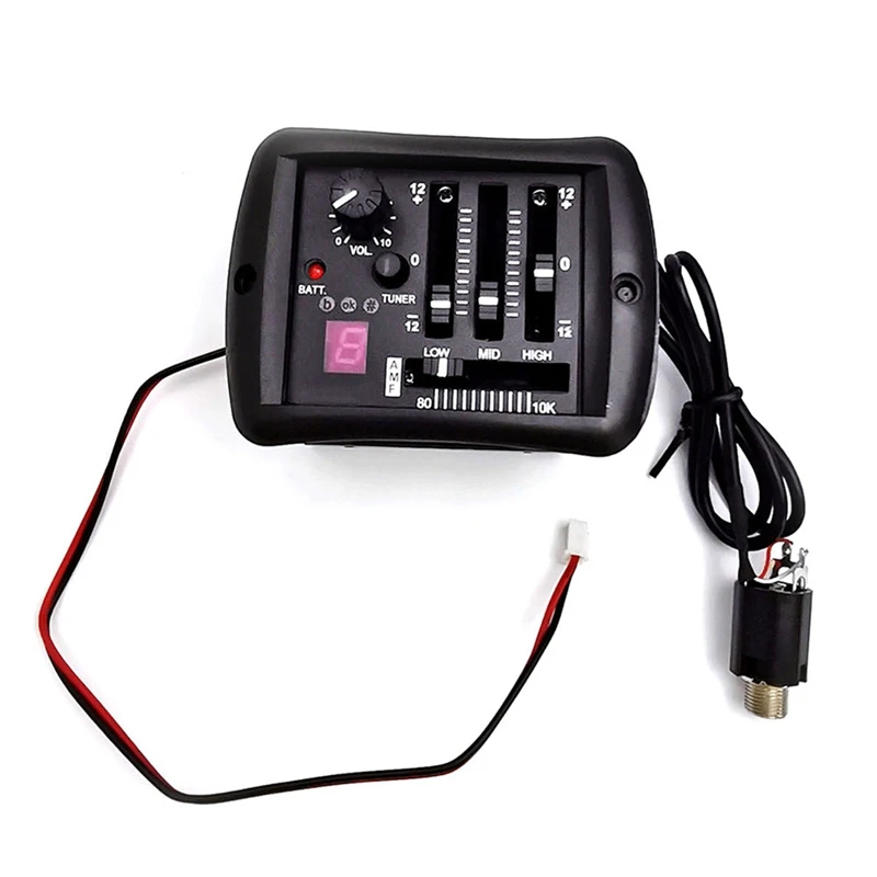 4 Band Acoustic Guitar Preamp EQ Equalizer Piezo Pickup With Tuner Pickups For Folk Guitar Accessories Parts