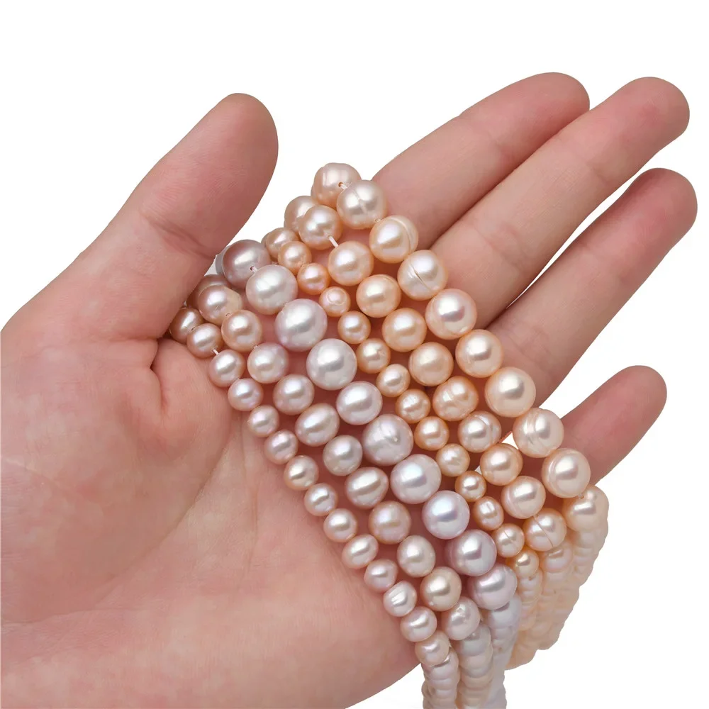 천연 양식 민물 진주, 회색 공작, 거의 둥근 느슨한 구슬, 5-10mm