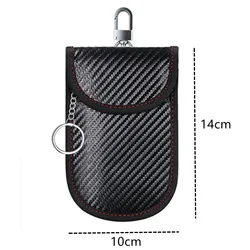 Carbon Fiber RFID Shielding Faraday Key Pouch - Anti - Theft, Anti - Induction, Neutral Style - Individual package (Medium with chain and hook buckle)