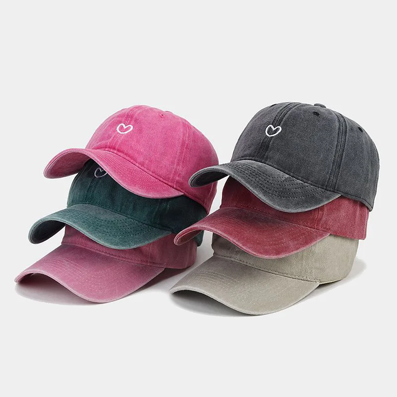 Gorra de béisbol de algodón lavada para hombre y mujer, gorra suave bordada con amor Retro, gorras Snapback simples de verano para mujer, sombrero para papá al aire libre, nuevo