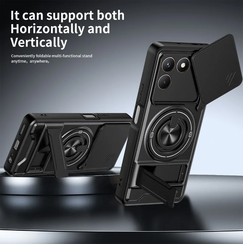 Magnetic Car Holder Shockproof Case with Slide Lens Cover
