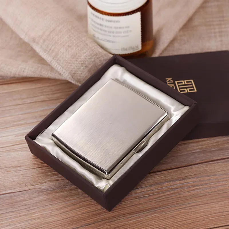 Dual Purpose Anti-pressure Stainless Steel Metal  Fine Cigarette Case Box Capacity of 20 Cigarettes Men Gift 3