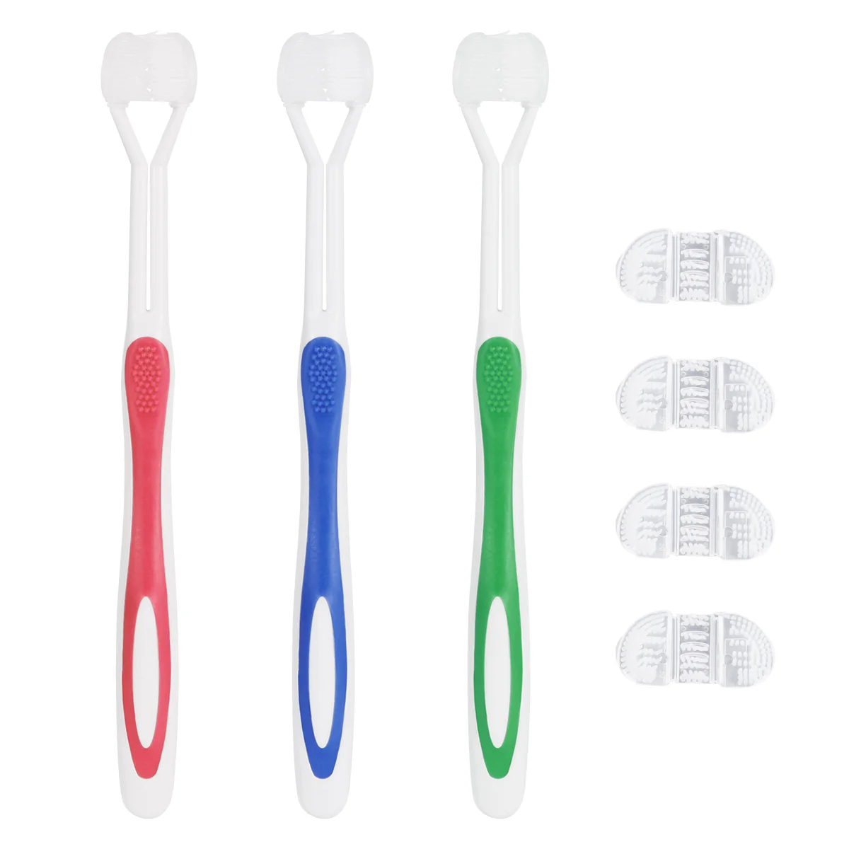 

SUPVOX 7PCS 3 Sided Toothbrushs Ultrafine Bristle Tooth Brush for Adult (Green Blue and Red)