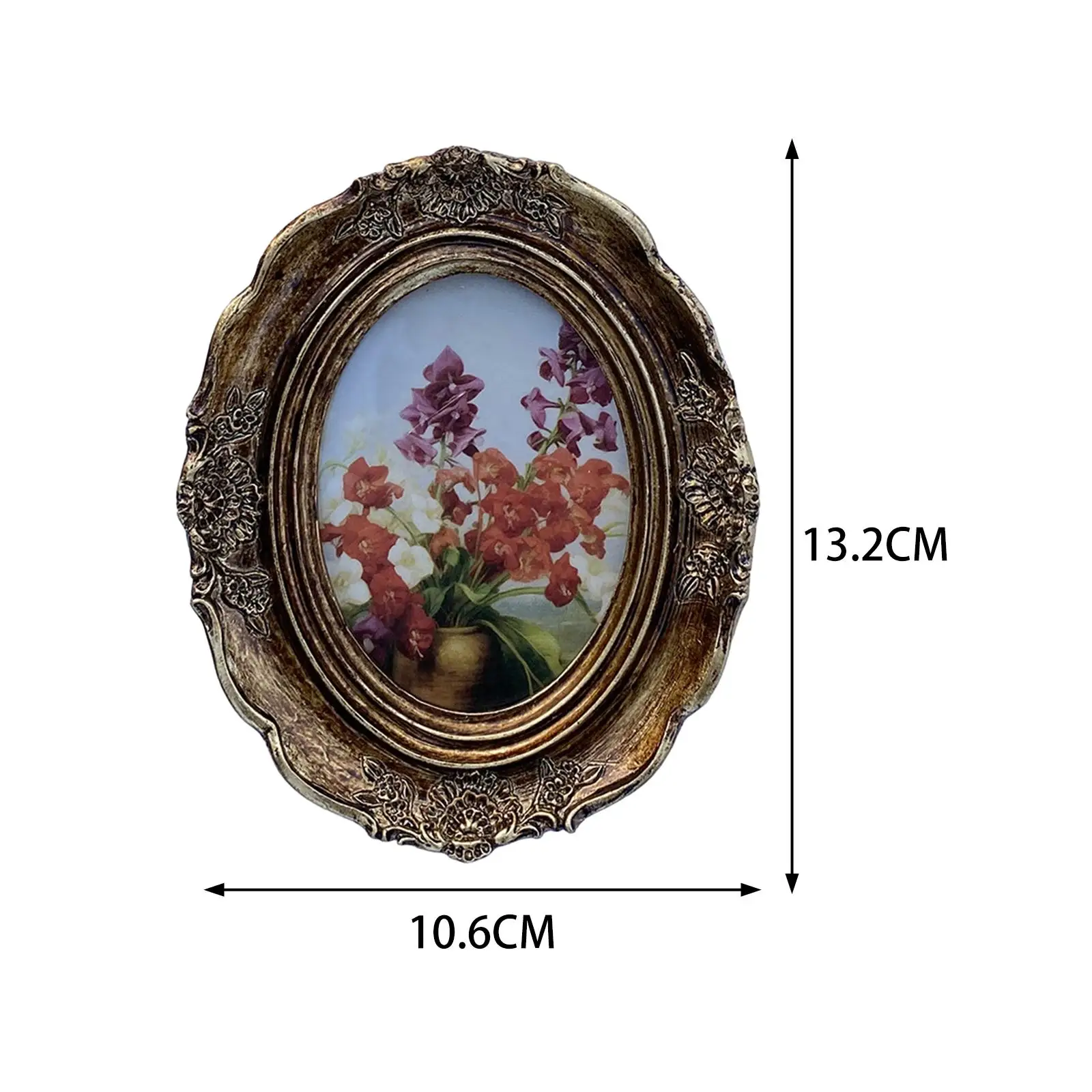 Resin Oval Picture Frame 10.6x13cm Old Fashioned Handmade Photo Gallery Art Vintage Decor for Home Kitchen Accessories