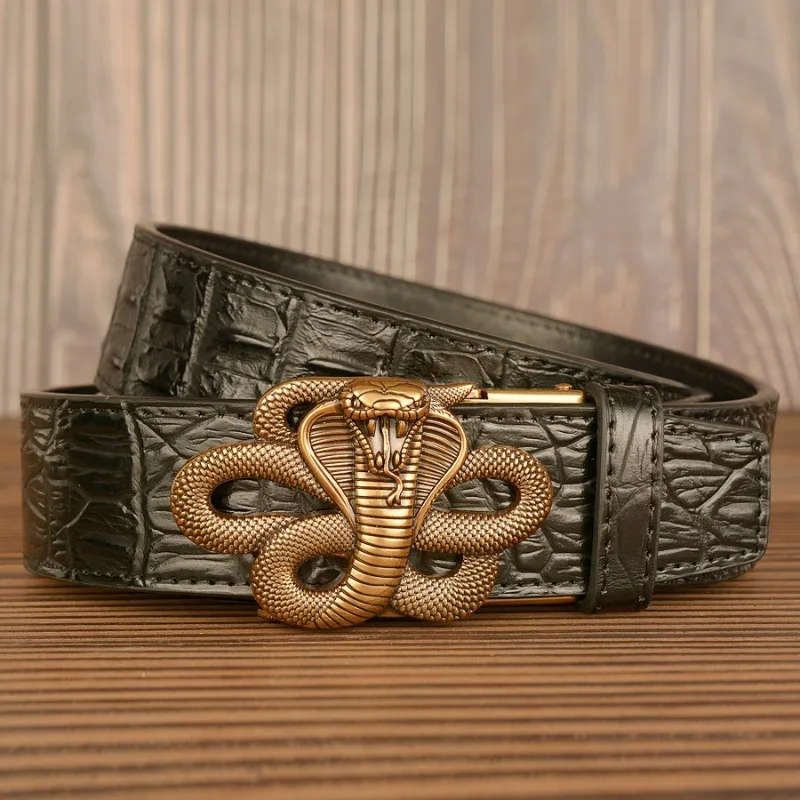 Para homens 3.8cm de largura marca moda fivela automática preto cinto de couro genuíno cintos masculinos vaca esculpida jeans cinta_voghion.com