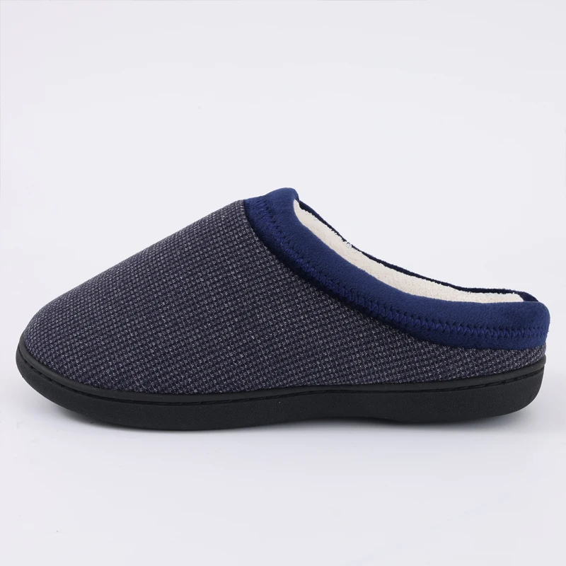 Shevalues Winter Flauschige Herrenhausschuhe Memory Foam Indoor Slides Gummisohle Flache Baumwollschuhe Warme Plüsch Herrenhausschuhe – Detail 2