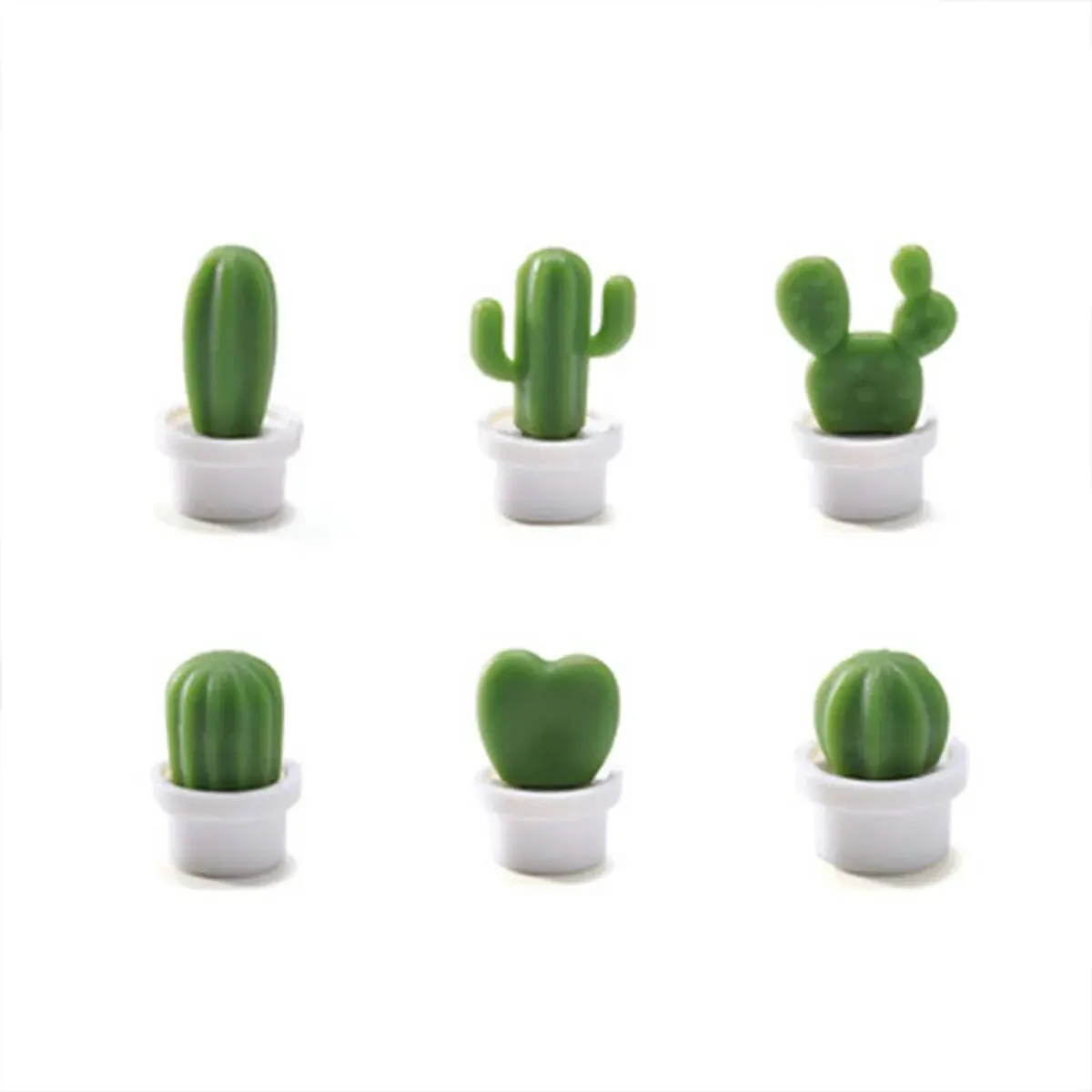 Cactus Magnetic Message Refrigerator Magnet Green Plant Potted Magnet Cactus Ball Three-dimensional Refrigerator 6pcs magnetic fridge magnets
