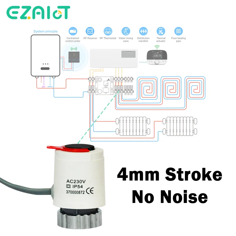 230V Electric Thermal Actuator NO NC Radiator Valve Normally Closed for Water Underfloor Heating System