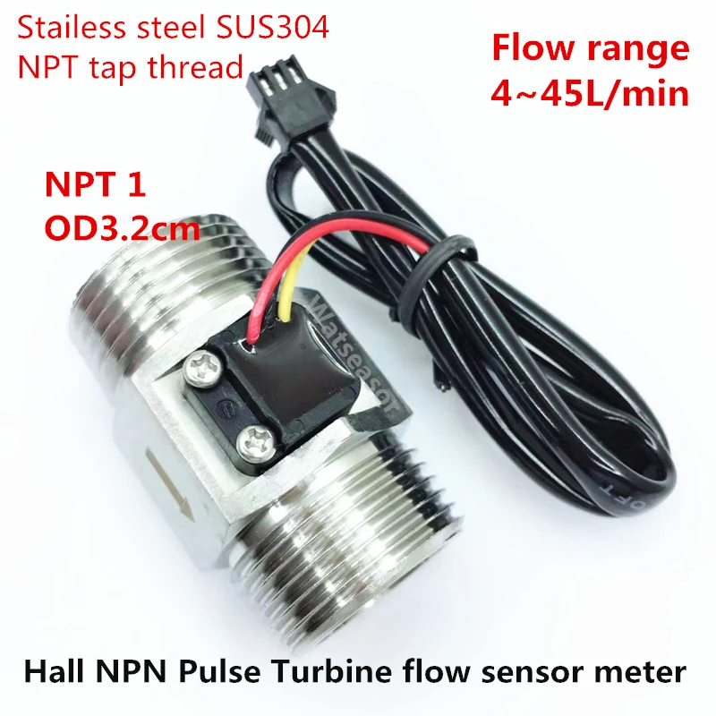 NPT 1" Tapered pipe or BSP1" thread Brass Hall effect Turbine flow sensor meter