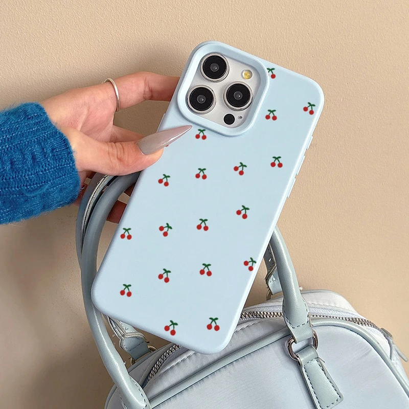 ตัวเลือกสินค้า เคสซิลิโคนนิ่ม iPhone 15/16 Plus ลายการ์ตูนเชอร์รี่น่ารัก