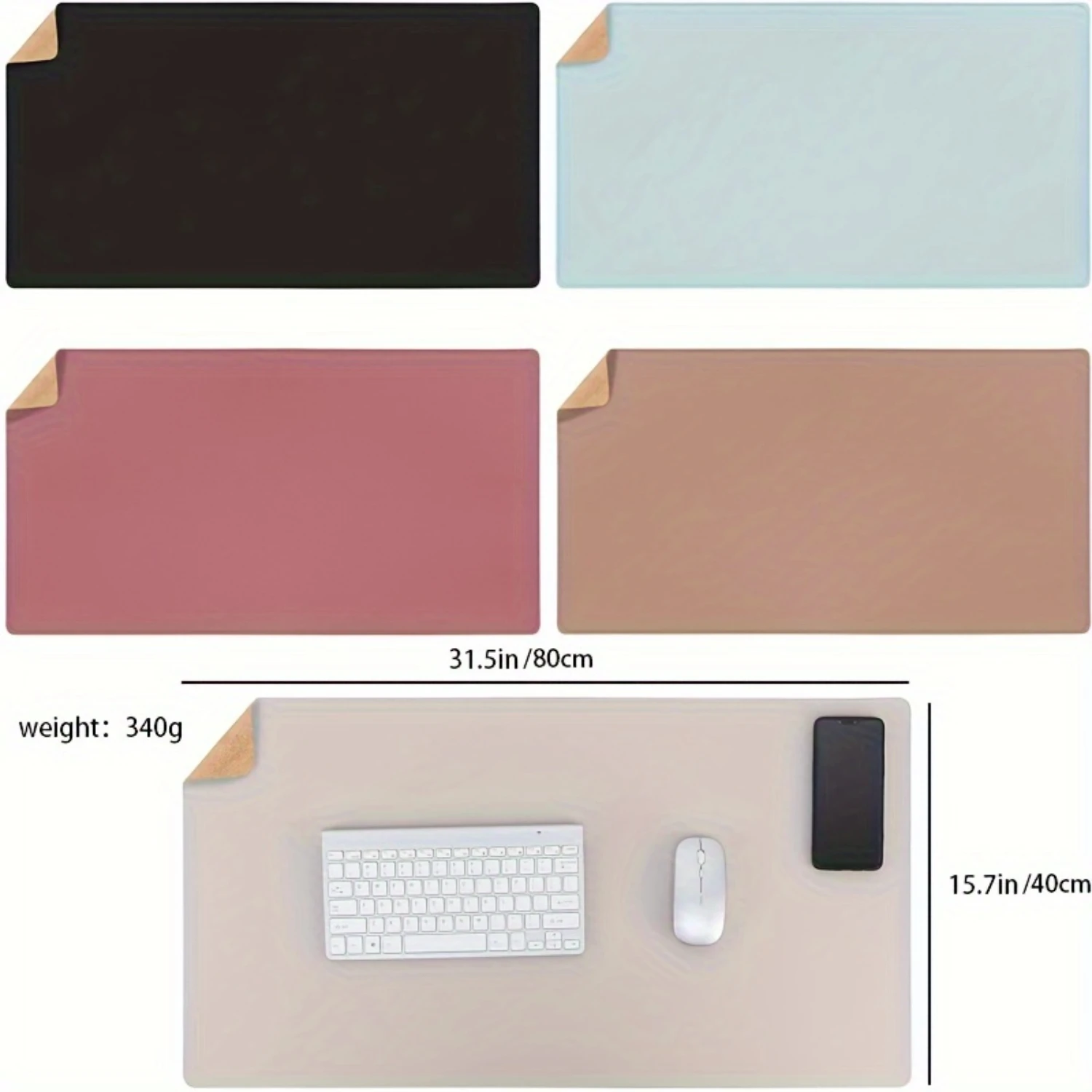 Upgrade Your Workspace with a Luxurious Double-Sided Desk Pad-Natural Cork & Leather!