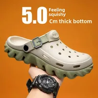 Men's Summer Outdoor Wear Thick Bottom Beach EVA Clog Shoes Anti-Slip Odor Resistant Women's Summer Sandals Slip-On Shoes