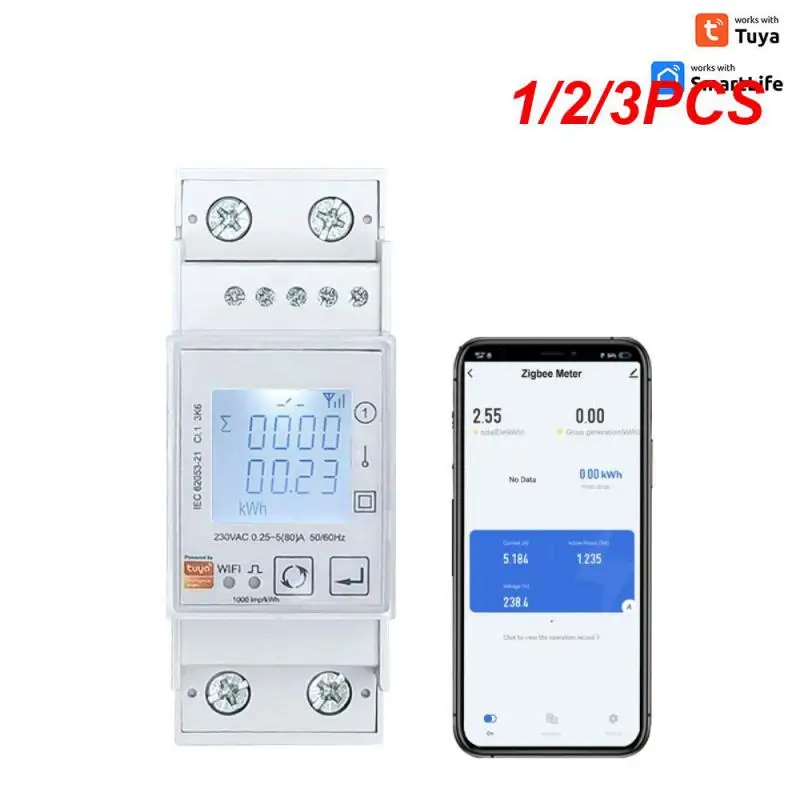 

1/2/3PCS Modbus 230V Multifunction Energy Meter Single-Phase One Pulse Output With RS485 K W VA A V KWH 45-65Hz