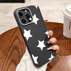 Black and White Stars Lichee Pattern Phone Case Cover for A53 5G (1)